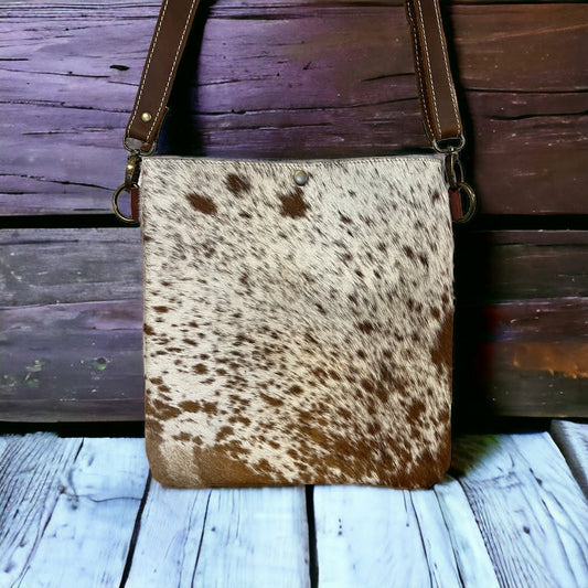 🧇 WAFFLE #2  Brown Cowhide Crossbody Purse