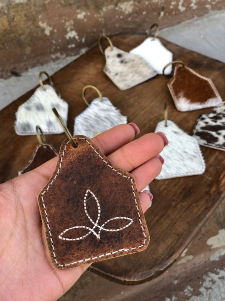 BootStitch II Rustic Leather & Cowhide Keychain