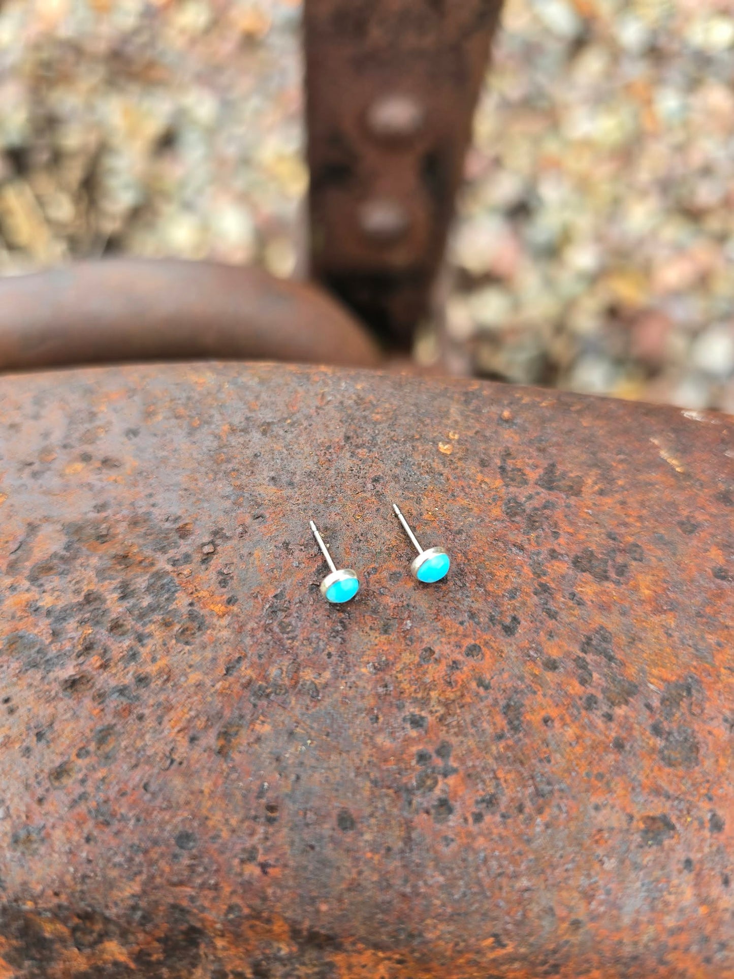 3mm Genuine Turquoise &amp; Sterling Silver Stud Earrings