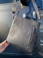 Black Suede Leather & Tooled BootStitch Crossbody