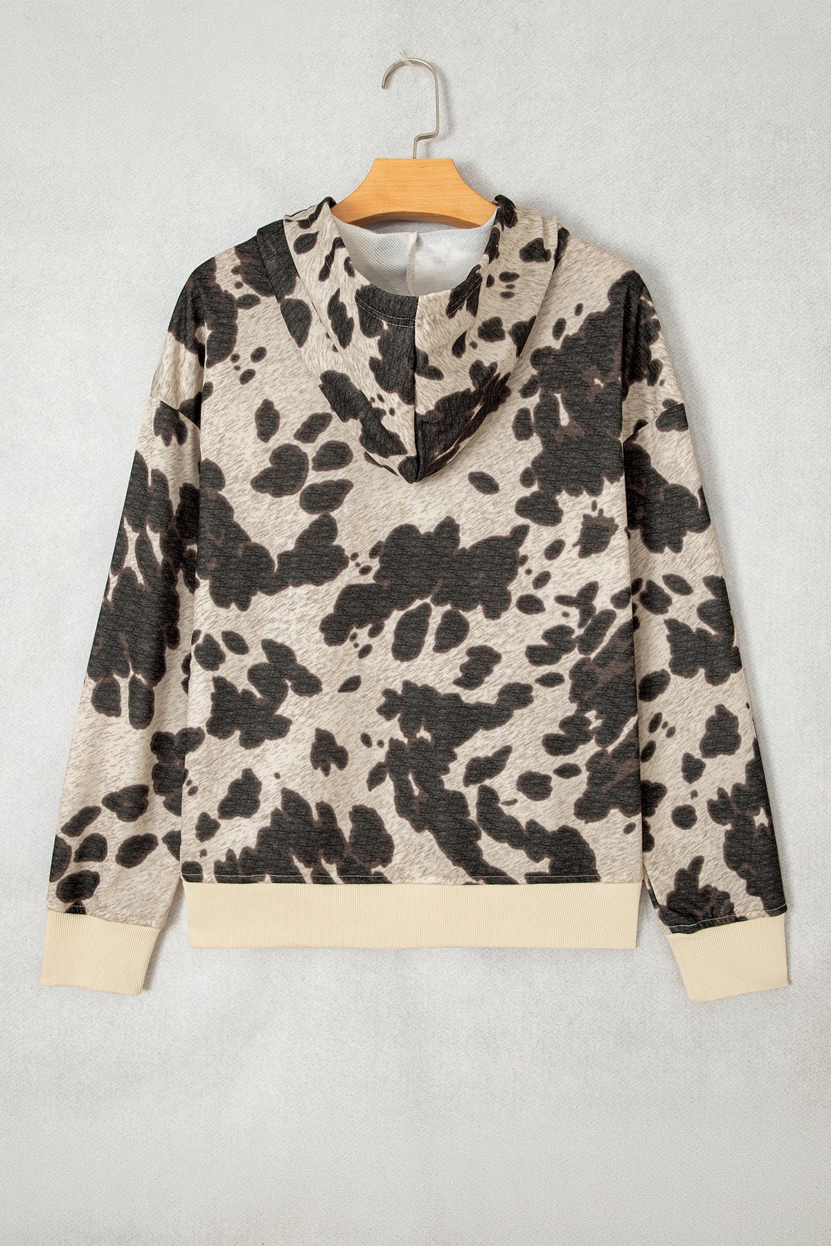 Western Cow Print Pocket Hoodie | S–XL