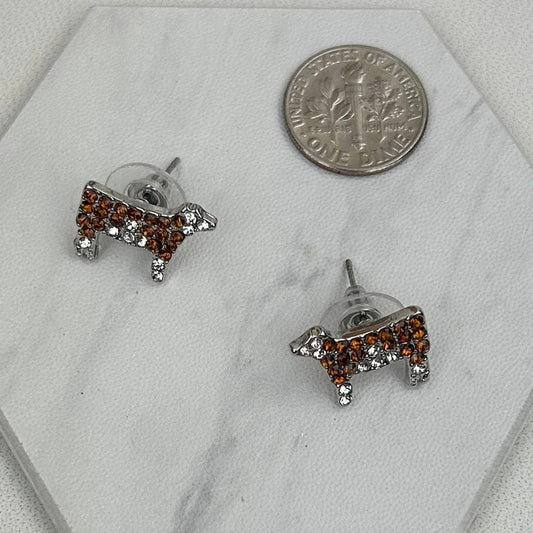 Brown Crystal Cow Earrings
