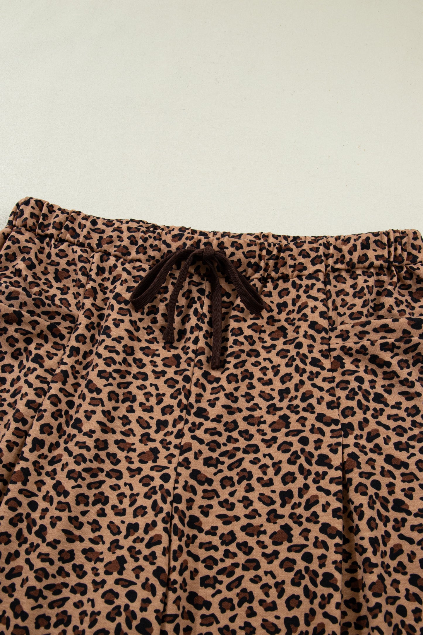 Brown Leopard Plus Size Top & Pleated Pants Set