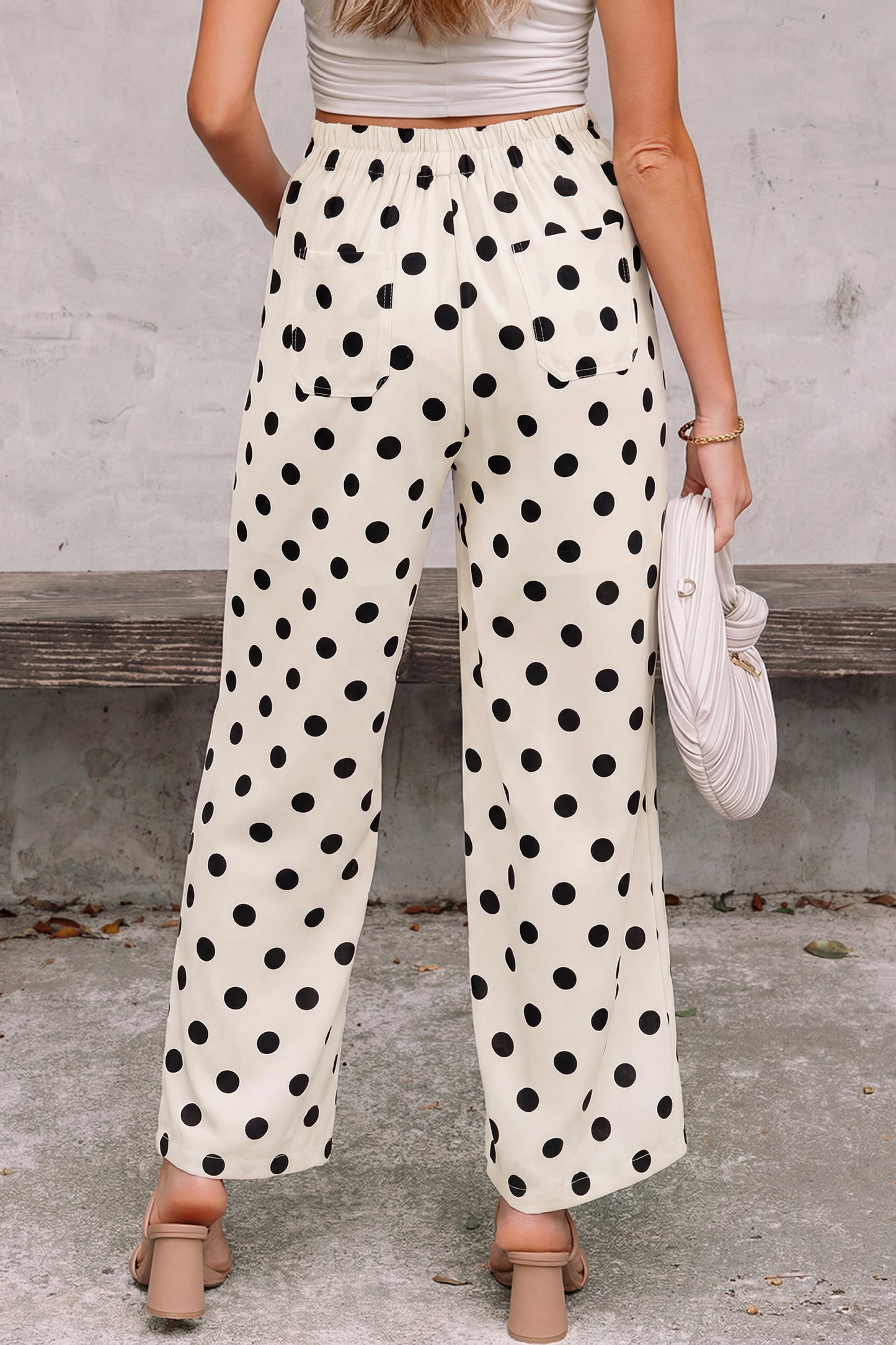 Black Polka Dot Straight Leg Pants Also available in White