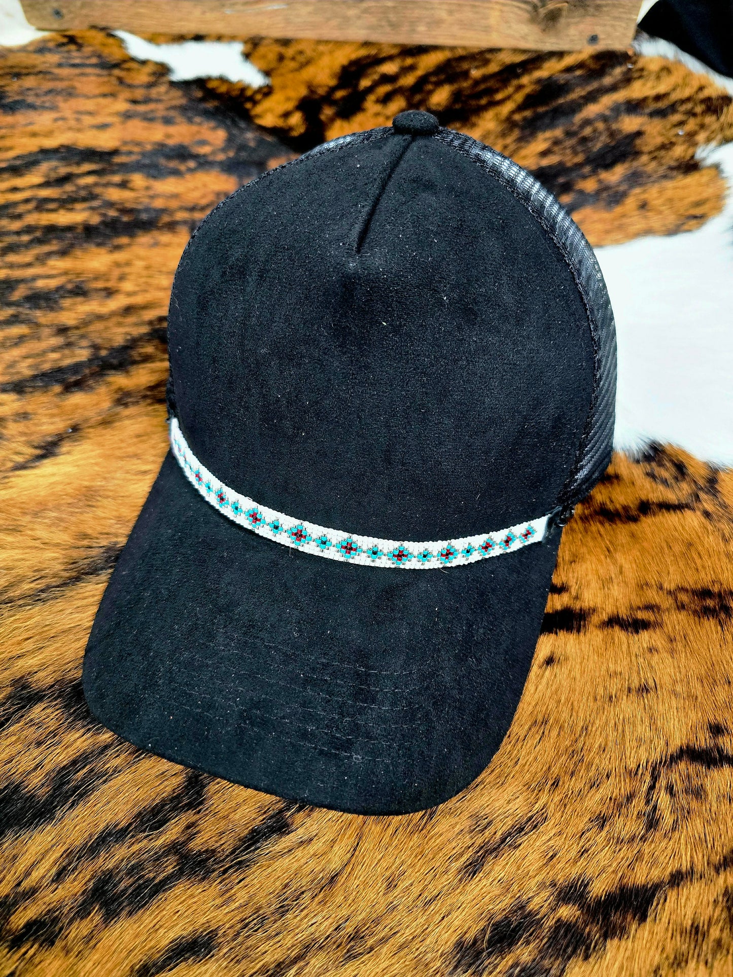 Faux Suede Ball Cap with Removable Hand-Beaded Hat Chain 🤠✨