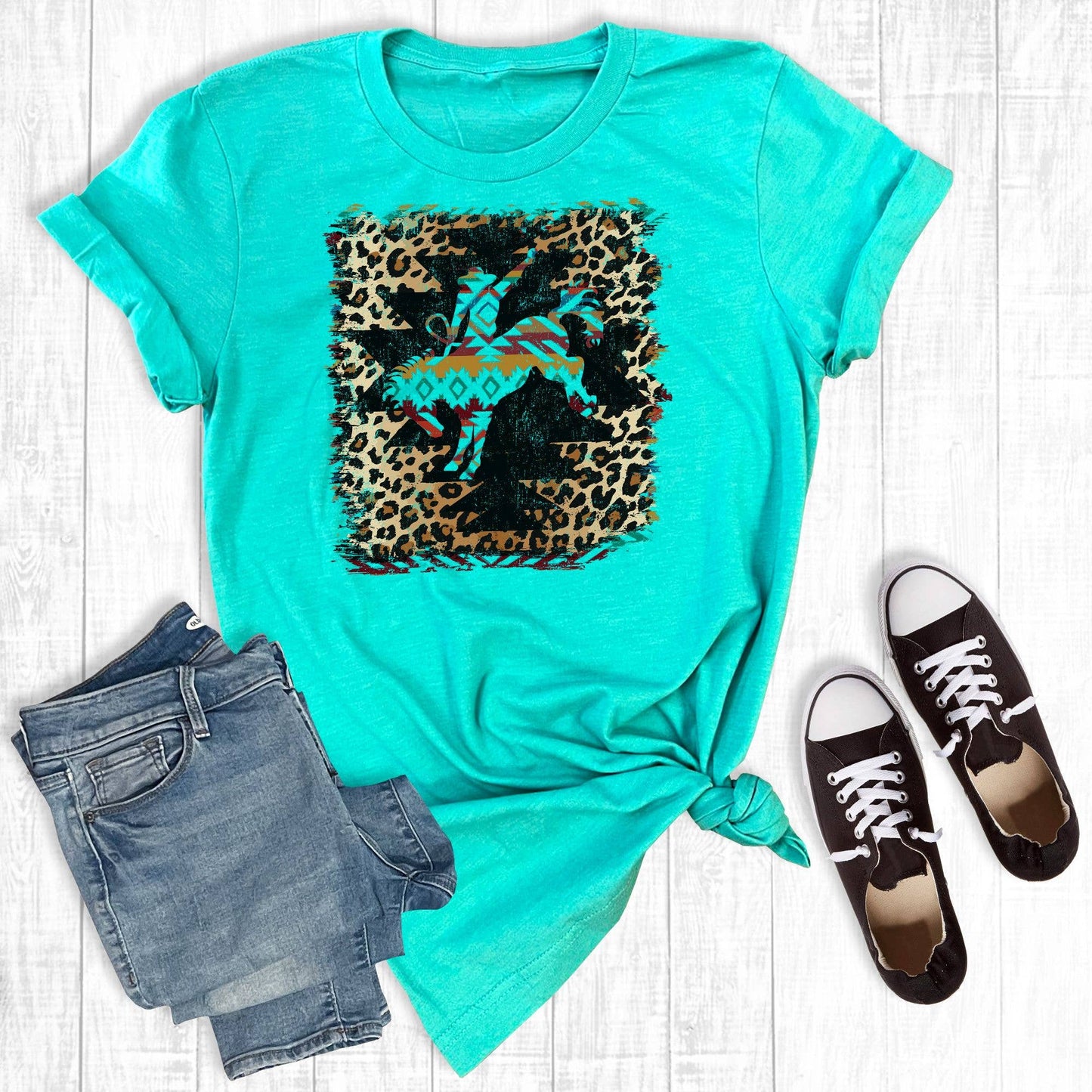 Leopard Aztec Bucking Horse Women’s  Tee