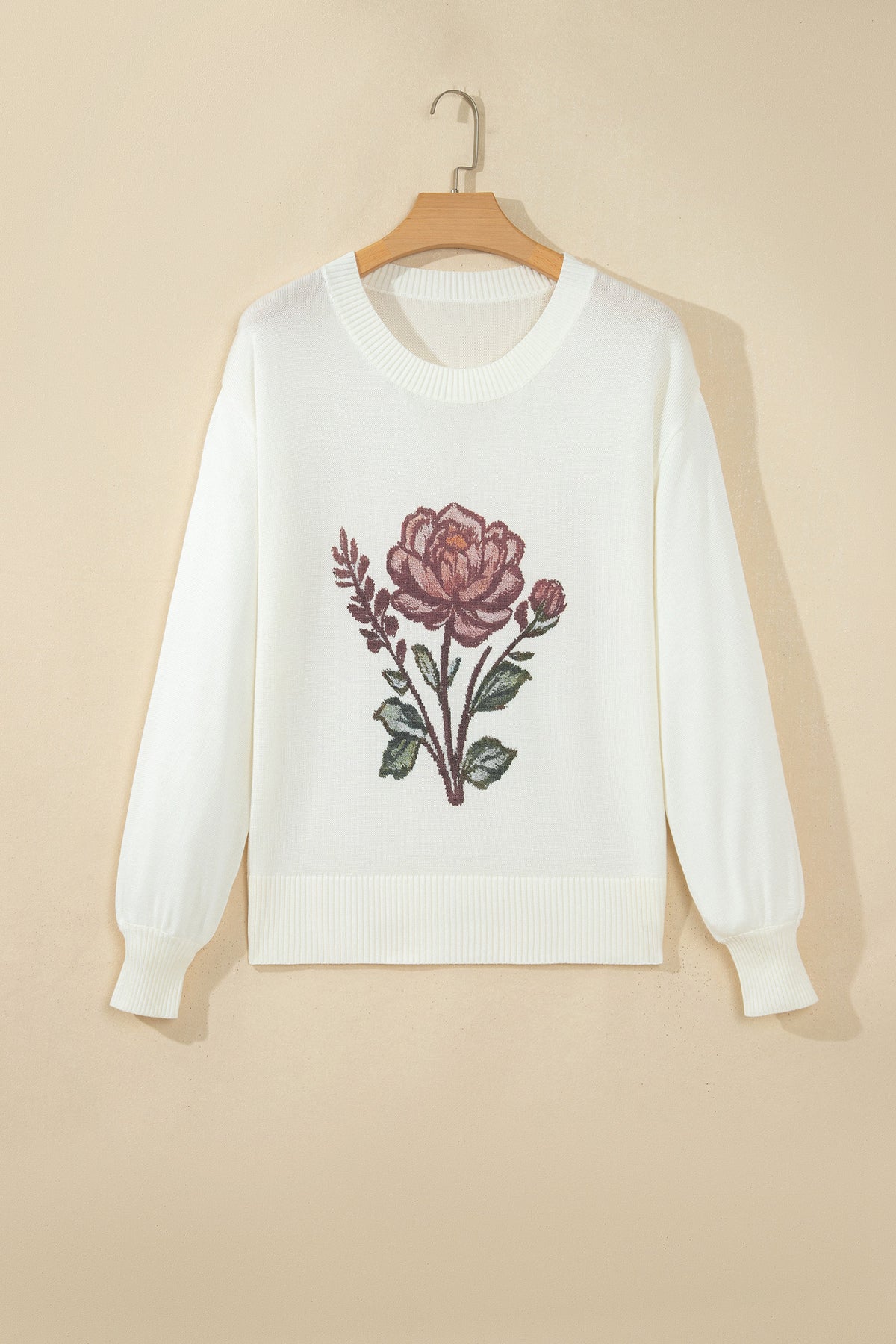 White Western Floral Lightweight Knit Sweater
