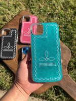 Boot-Stitch Suede Leather Phone Cases