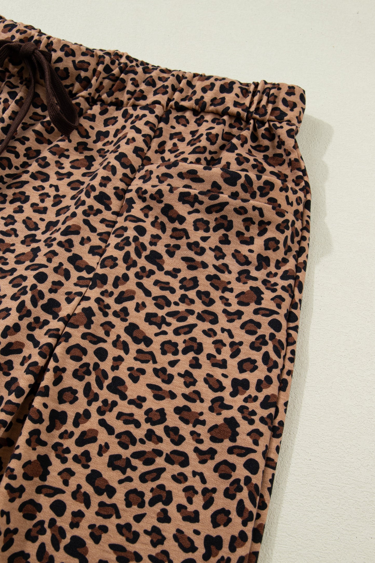 Brown Leopard Plus Size Top & Pleated Pants Set