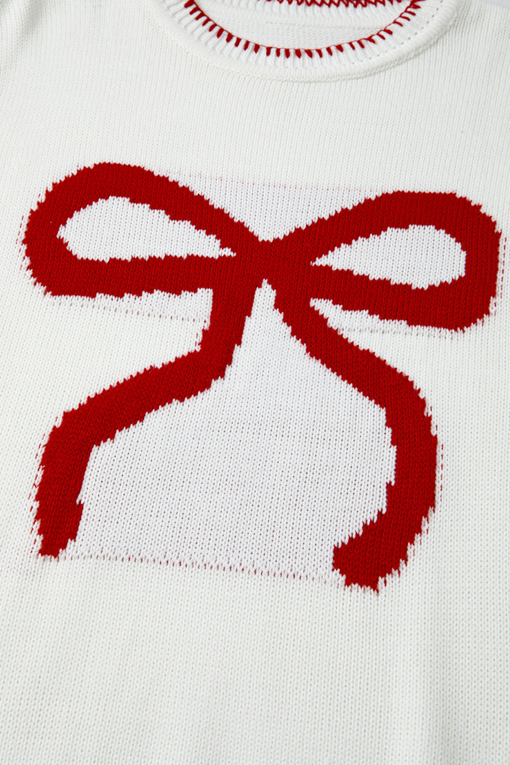 White Bow  Christmas Loose Sweater
