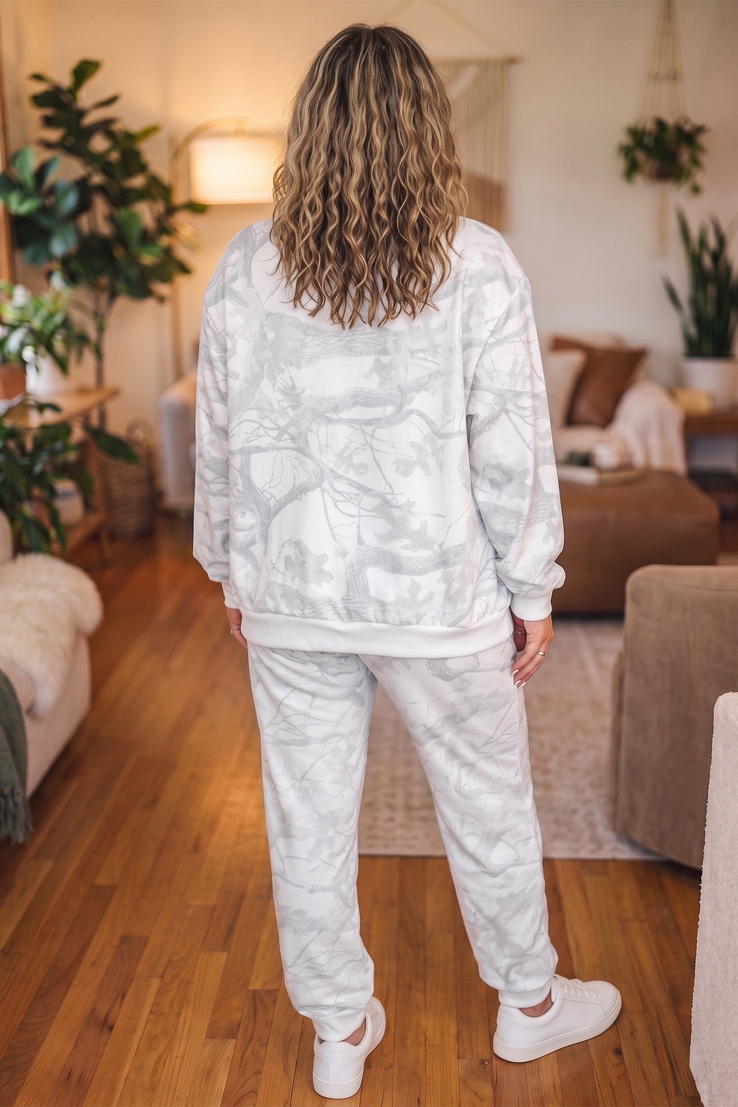 Camouflage Mock Neck Pullover & Pants Set 1X–4X
