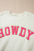 Beige Sherpa HOWDY Patched Pullover Sweatshirt