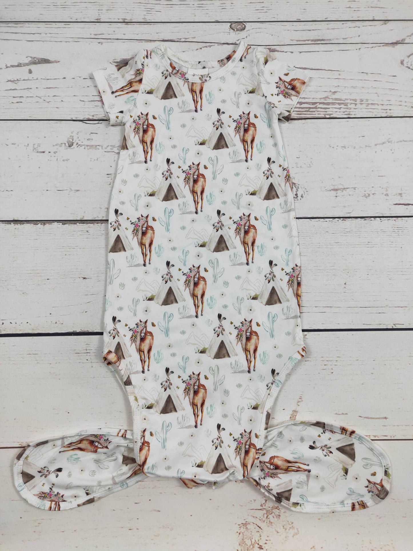 Horse Cactus Printed Infant Babygown