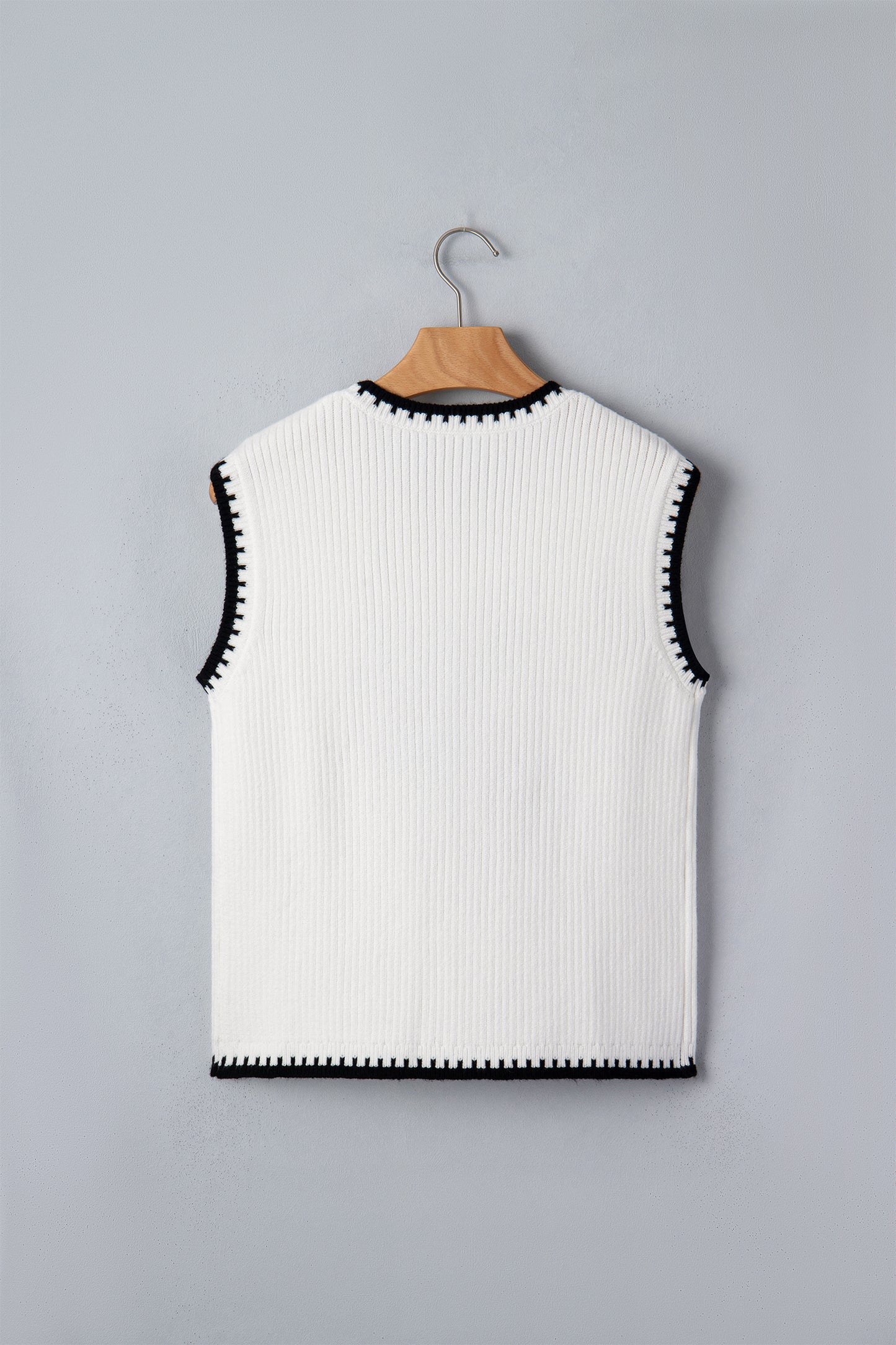White Rodeo Cowboy Contrast Trim Sweater Vest