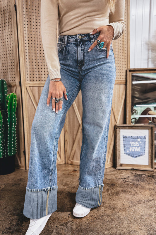 Ashleigh Blue Cuffed Straight Jeans
