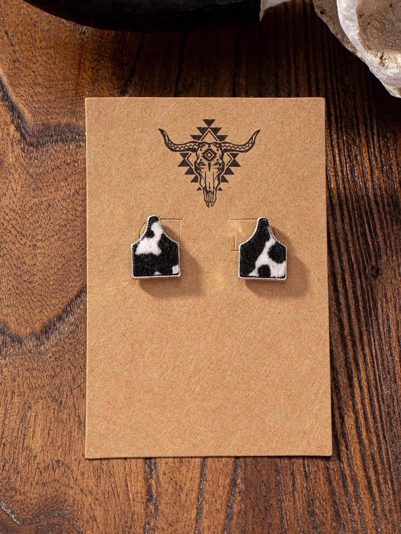 Cow Tag Stud Earrings in multiple styles