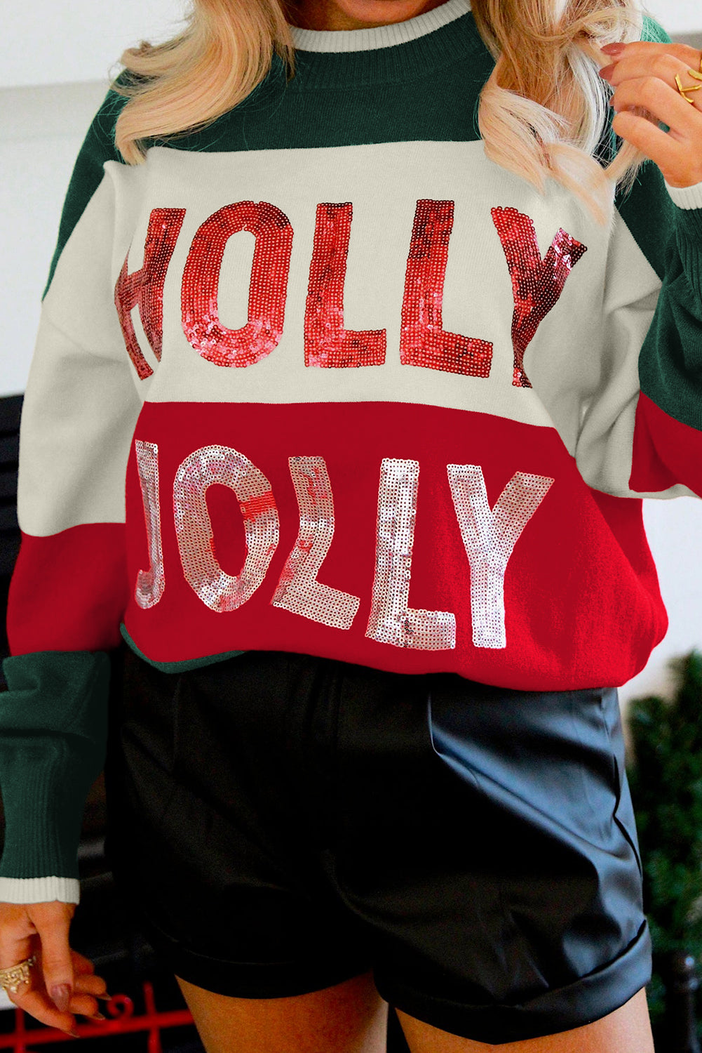💖 Holly Jolly Sequin Knit Pullover