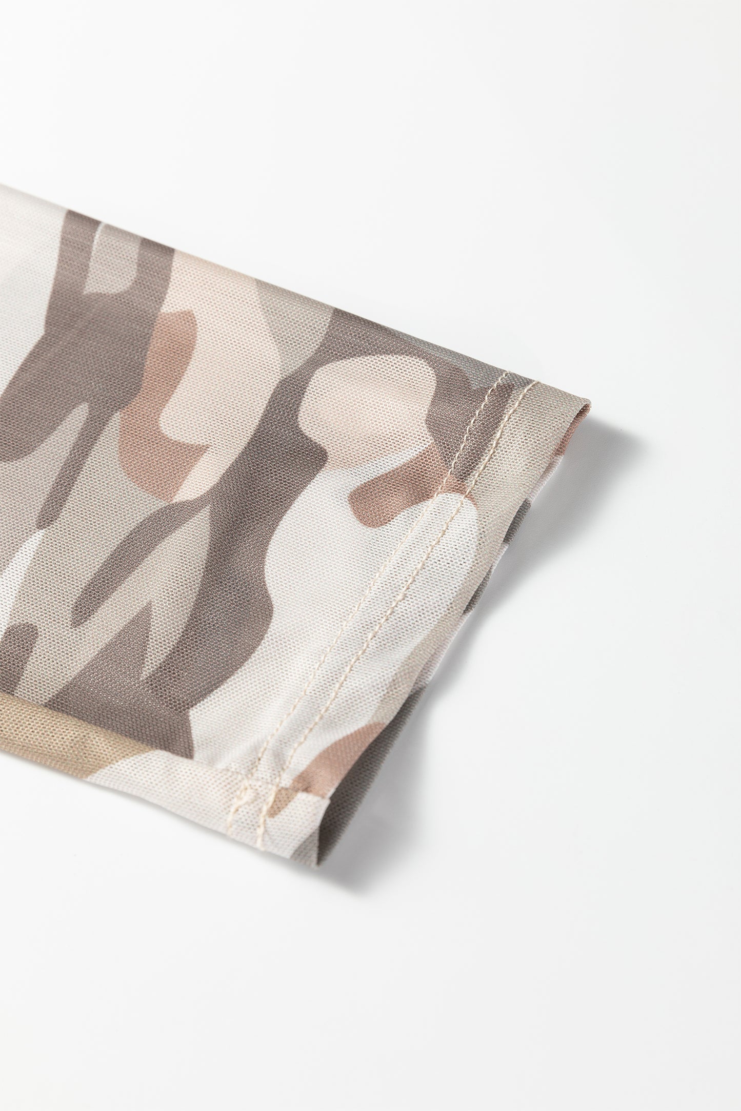 Plus Camo Mesh Long Sleeve Top