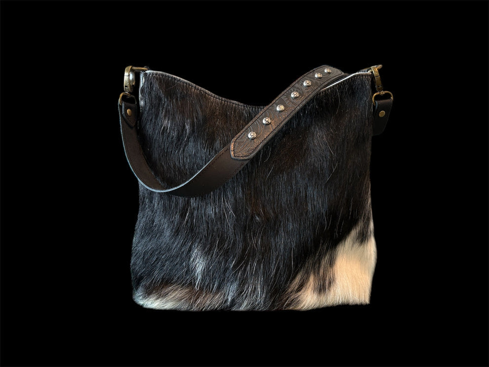 Black & White Hair-on-Hide Concealed Carry Purse – Genuine Leather