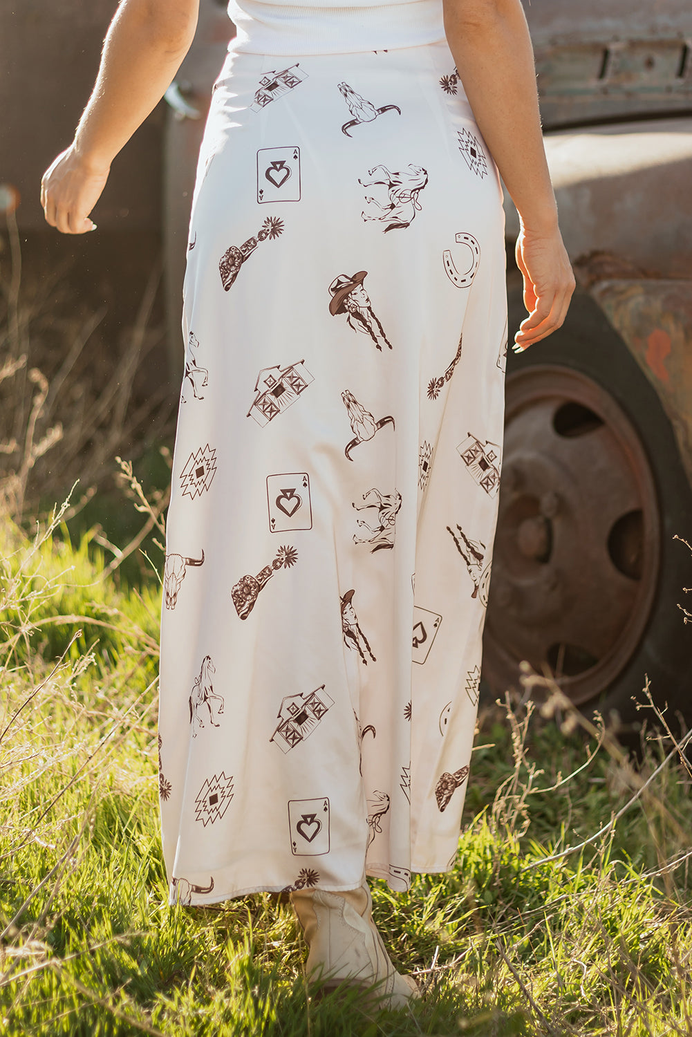 Midnight Rodeo Satin Maxi Skirt 2 Variants