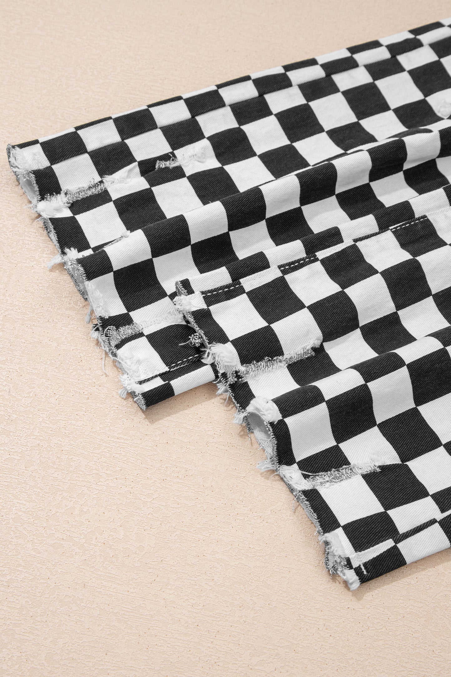 Black Checkerboard Distressed Cropped Jeans