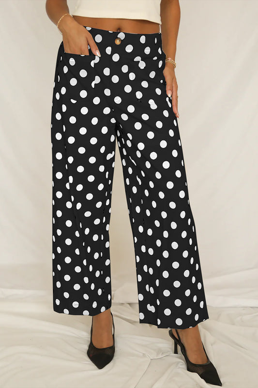Black Polka Dot Straight Leg Pants Also available in White