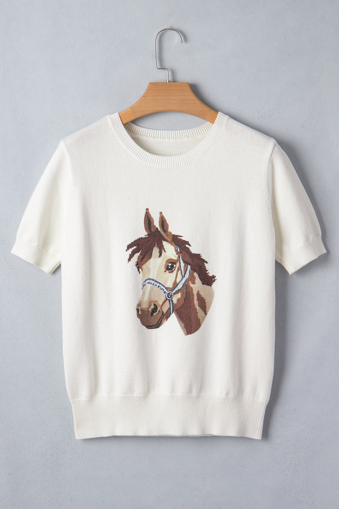 White Wild West Horse Head Knit Tee