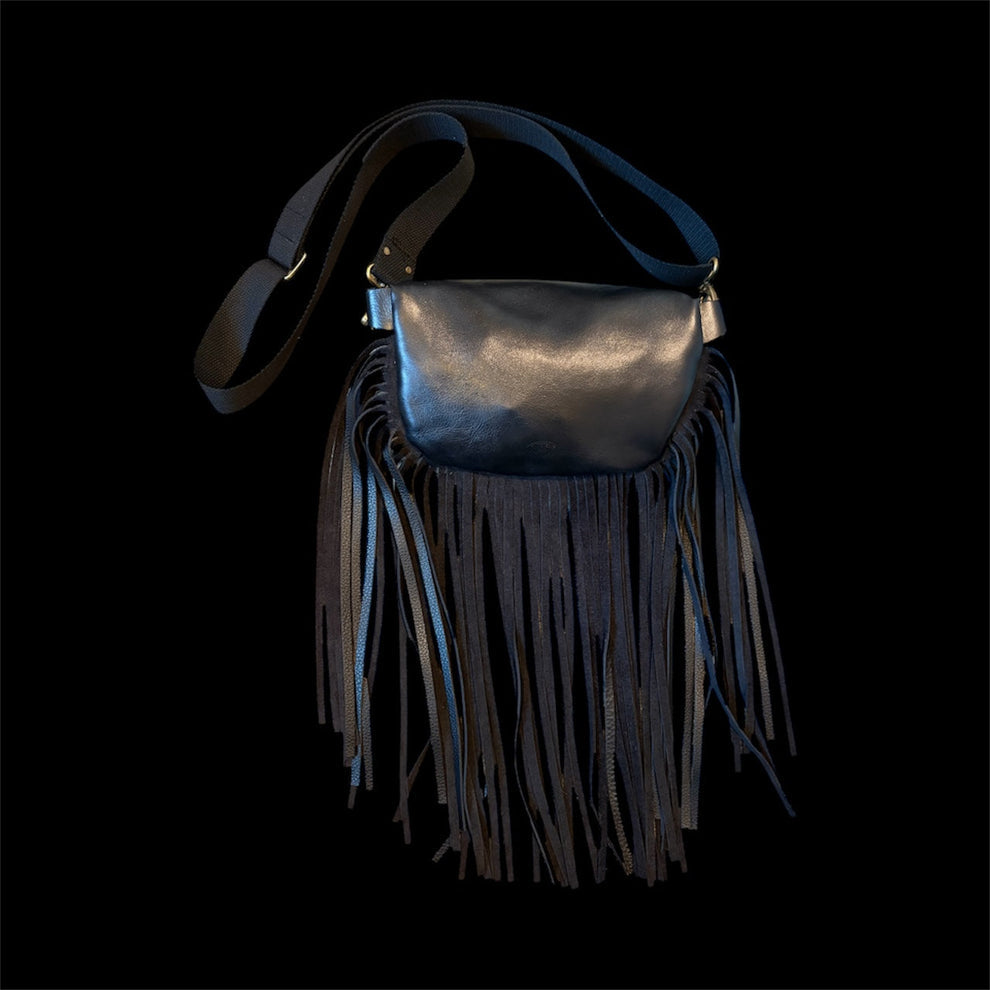 Twisted R Leather Western Tooled Gray Fanny Pack Purse with Fringe – Made in Montana, USA