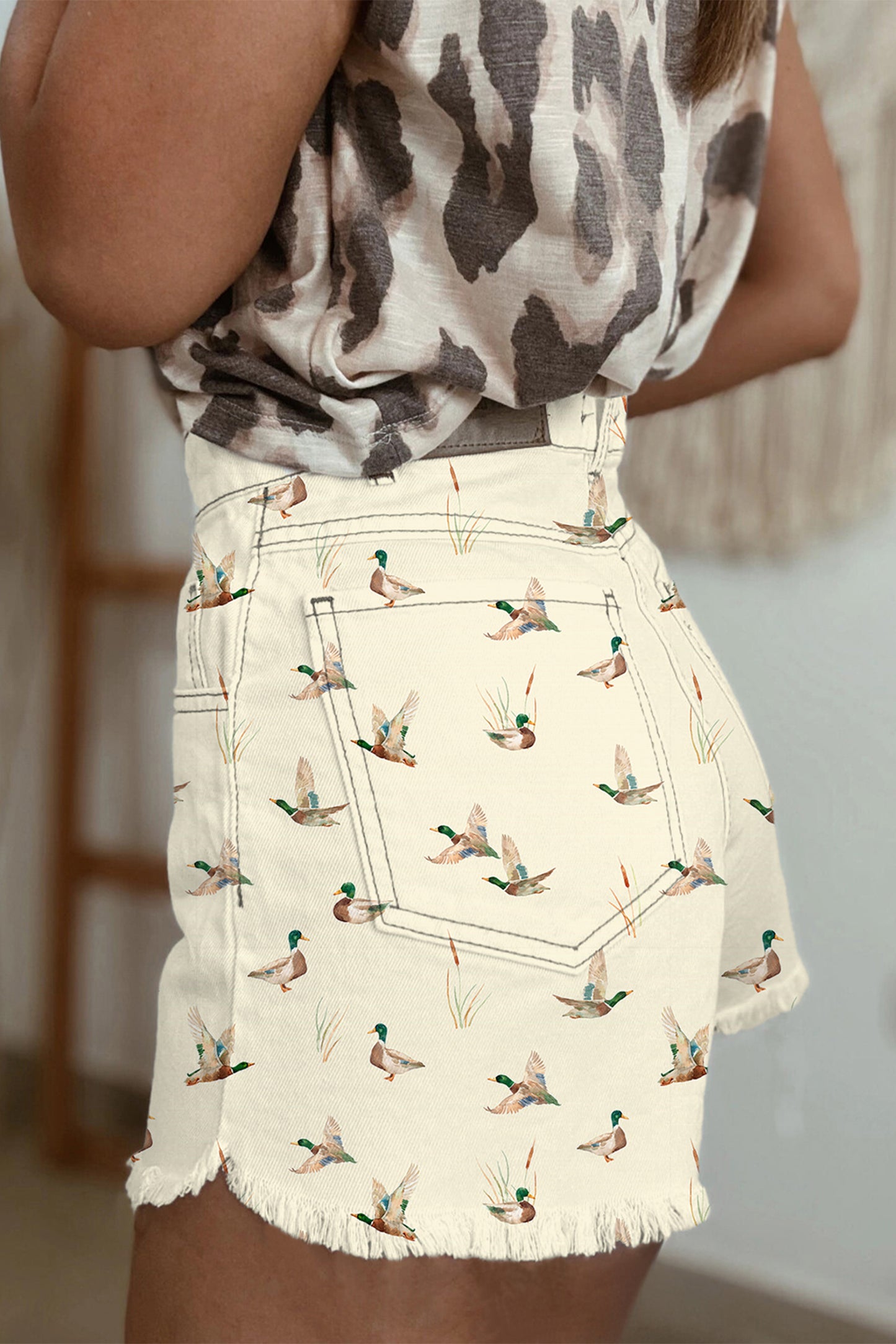 🦆🤠 Wild Duck Mallard High Waist Denim Shorts