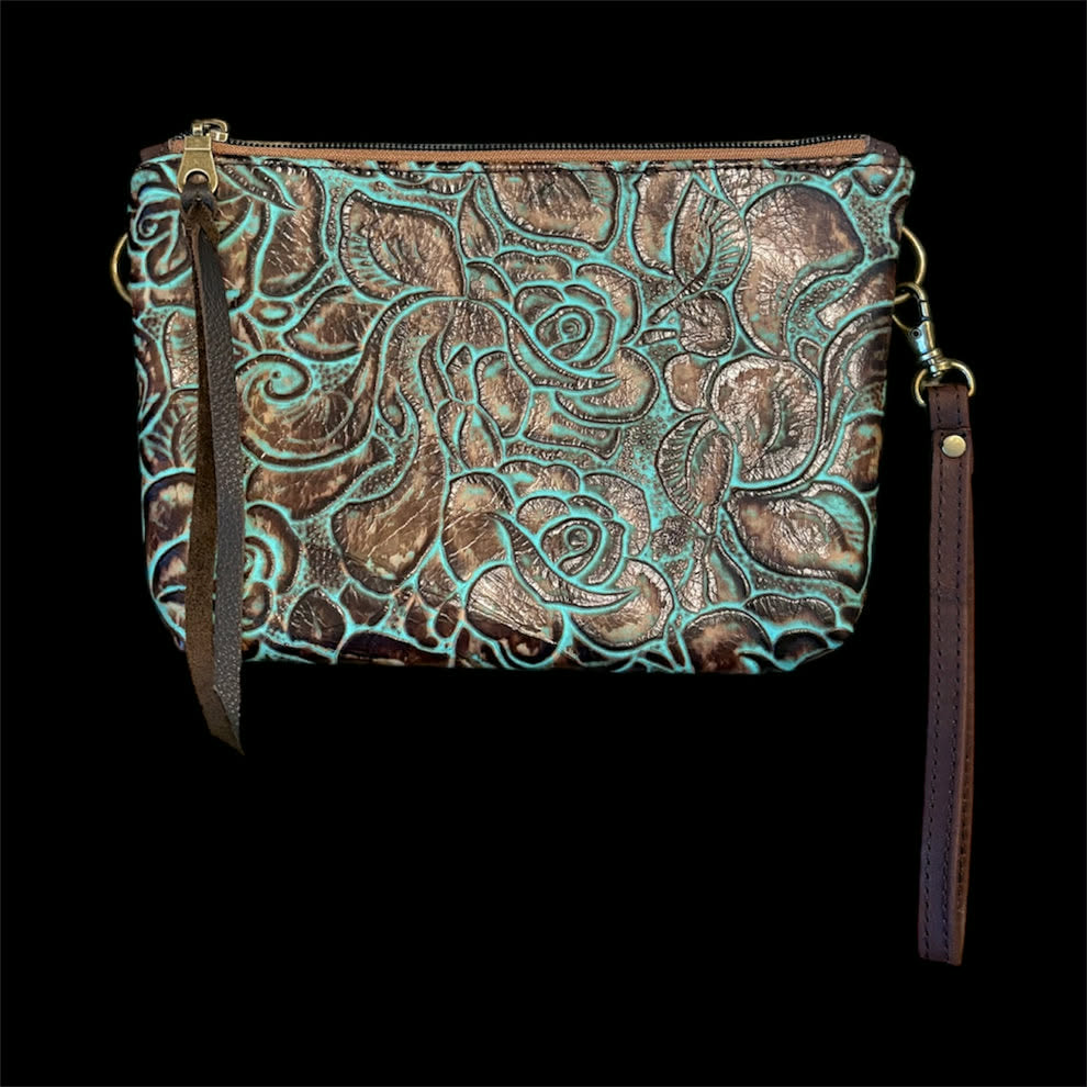 Twisted R Leather Turquoise Rose Wristlet – Made in Montana, USA