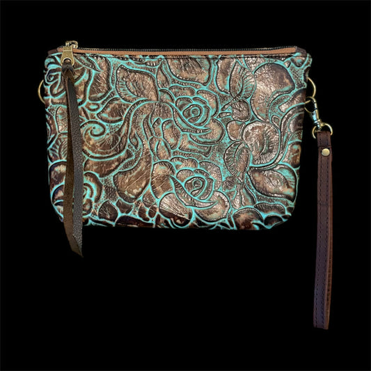Twisted R Leather Turquoise Rose Wristlet – Made in Montana, USA