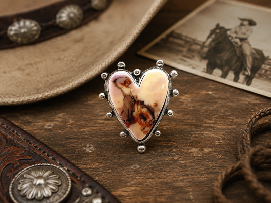 Western Heart Shape Portrait Cuff Ring