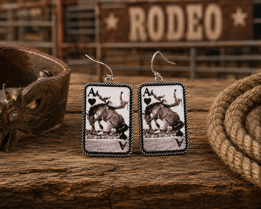 Western Ace Cowboy Card Dangle Earring