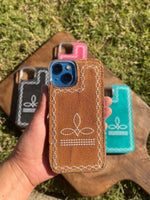 Boot-Stitch Suede Leather Phone Cases