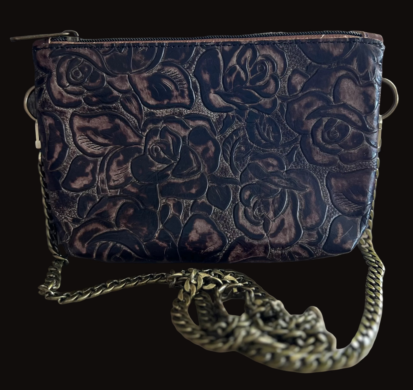 Twisted R Leather - Crossbody Chain Wristlet & Fanny Roses #4008
