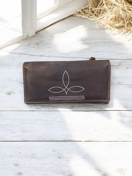 Boot Stitch Rustic Leather Wallet
