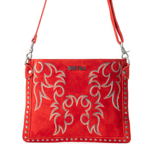 Myra Texas Rose Embroidered Leather Sling Bag