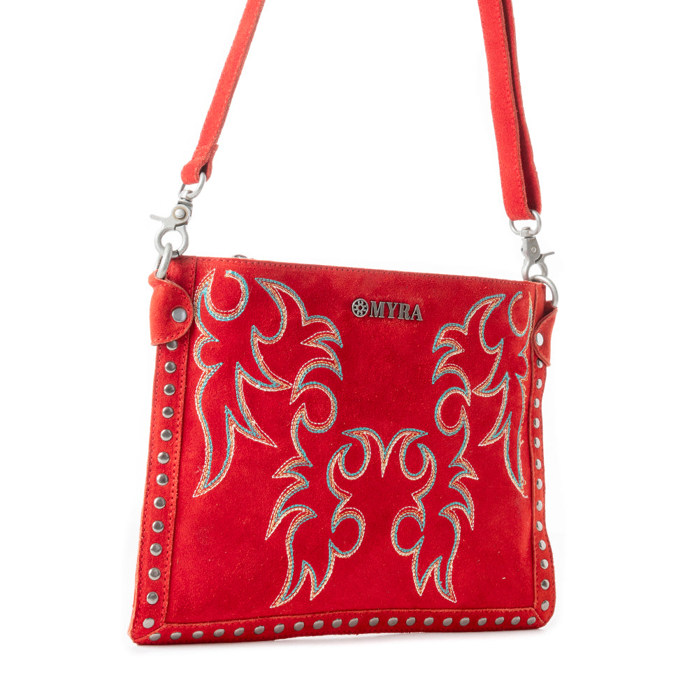 Myra Texas Rose Embroidered Leather Sling Bag