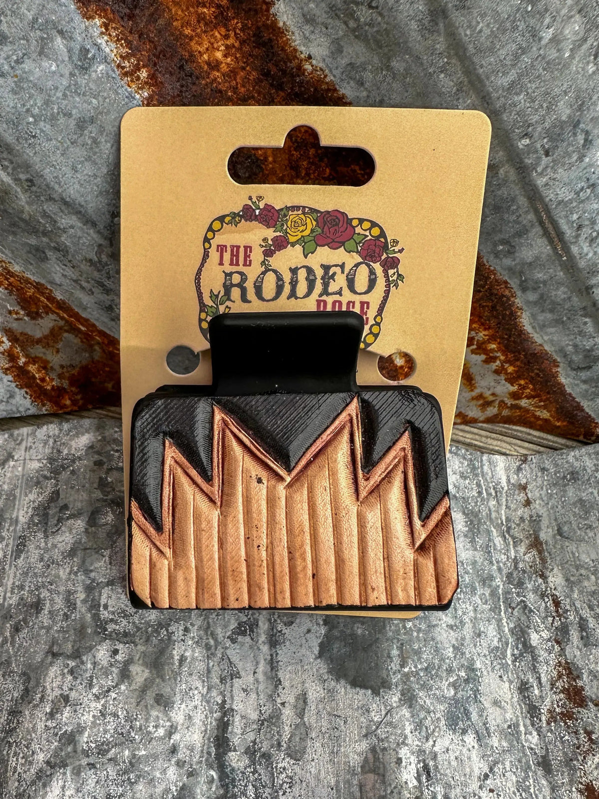 Small Southwest Hand-Tooled Leather Hair Clip