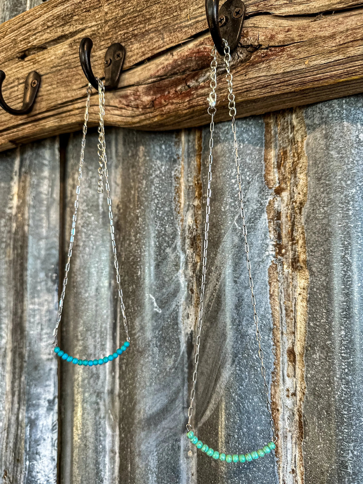 The Annie Bar Necklace — Petite Turquoise Beads