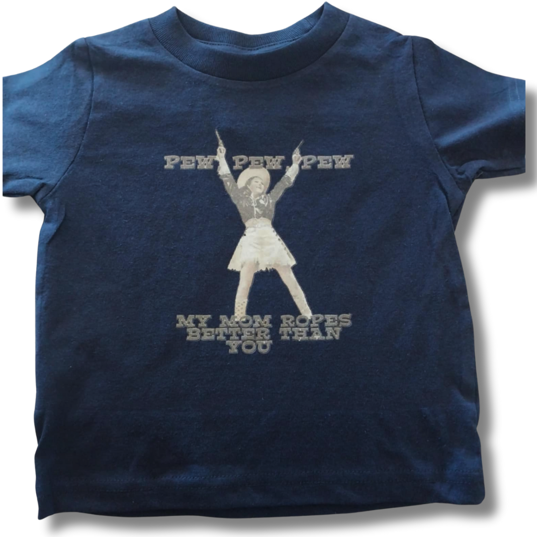 Pew Pew Pew Kids Tee 💥🤠 in Pink & Navy