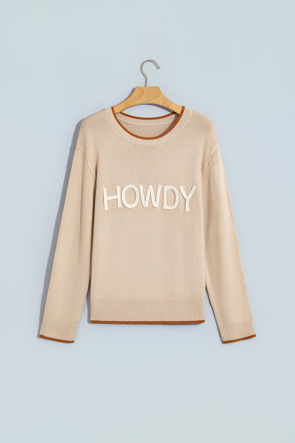 HOWDY Rope Letter Relaxed Sweater