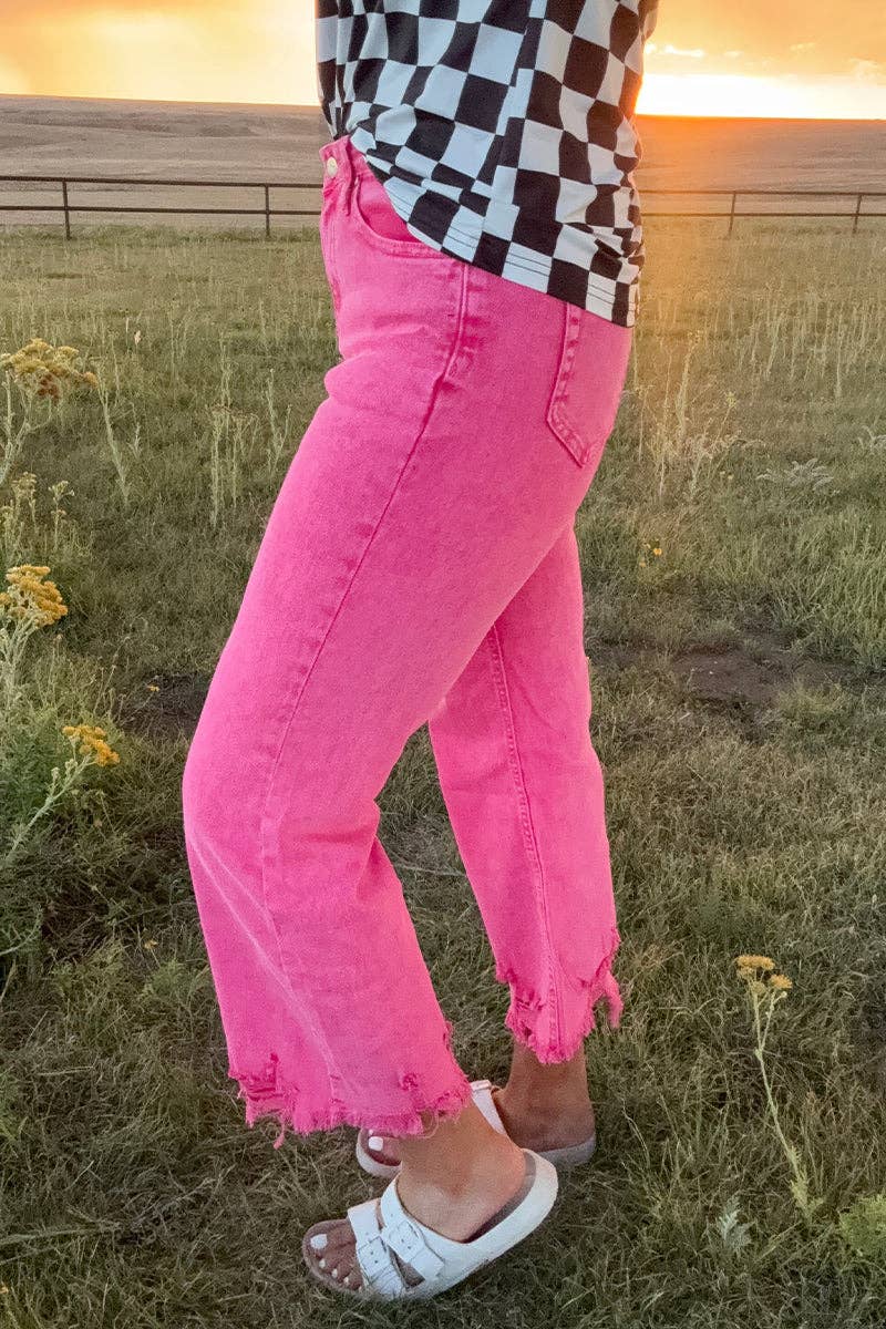 Outlaw Crop Jeans - Pink: 7/8