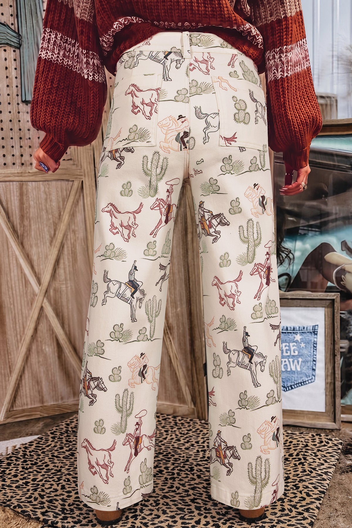 Western Print Straight-Leg Ankle Jeans | Sizes 4–16