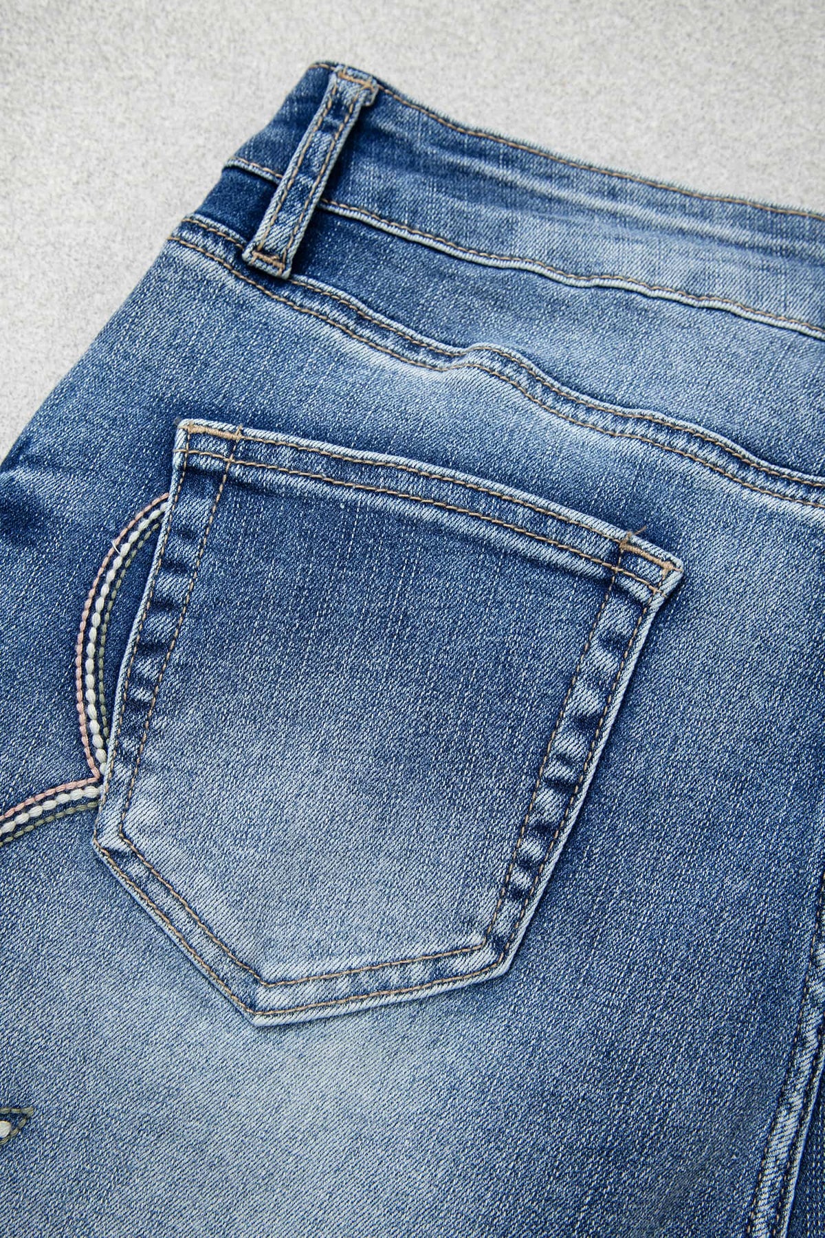 Blue Western Embroidered Flare Jeans