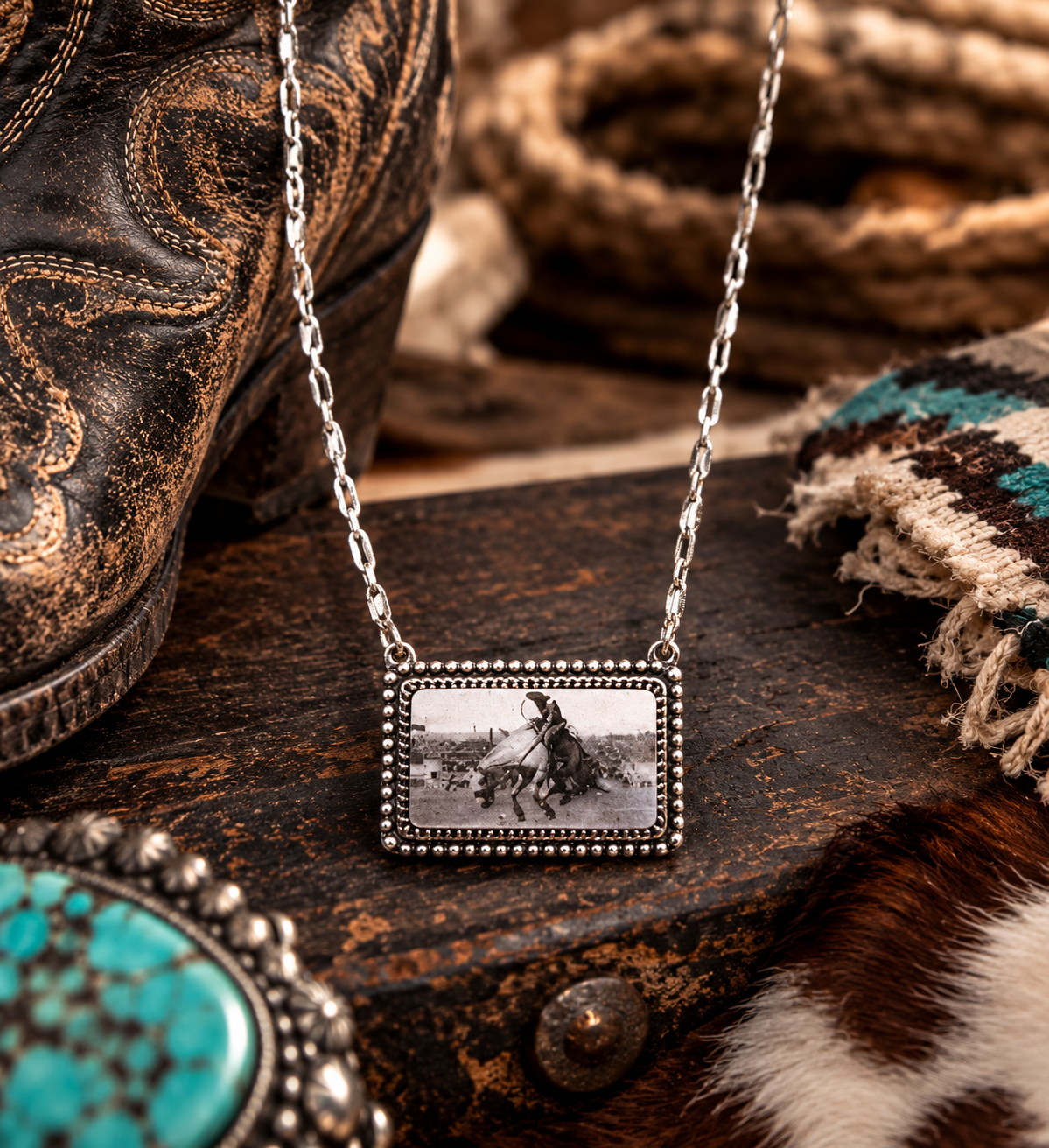 Western Portrait Pendant Necklace