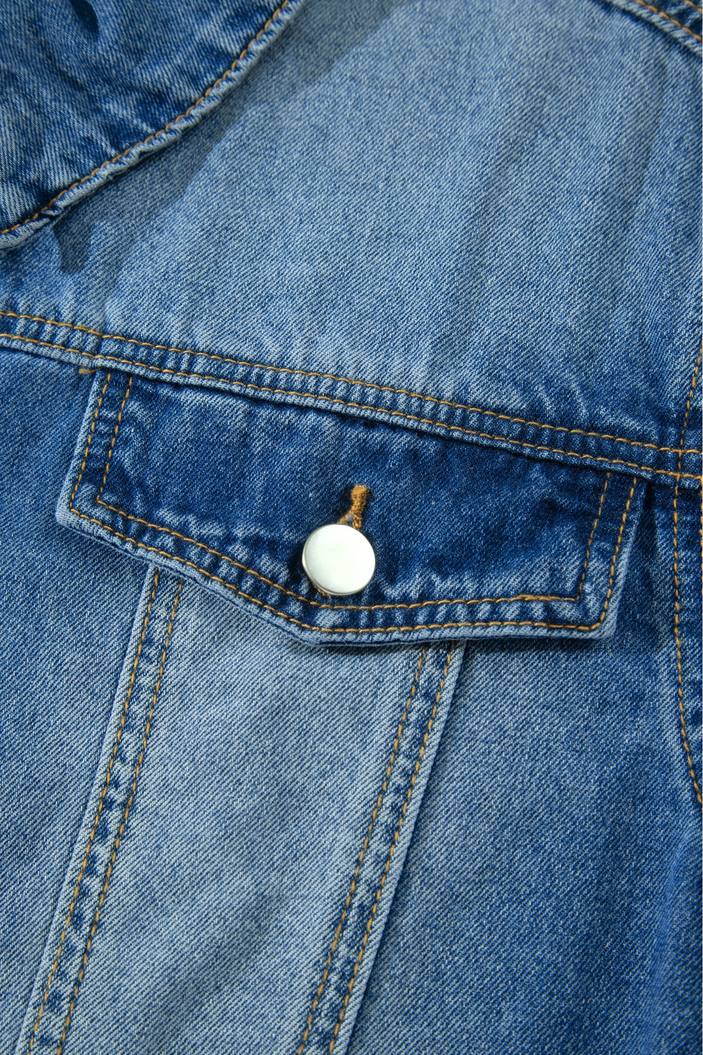 Blue Ruffle Sleeve Raw Edge Western Denim Jacket