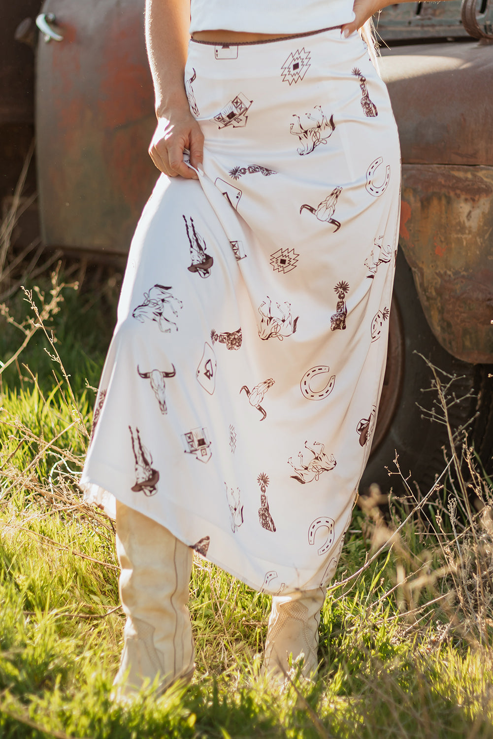 Midnight Rodeo Satin Maxi Skirt 2 Variants