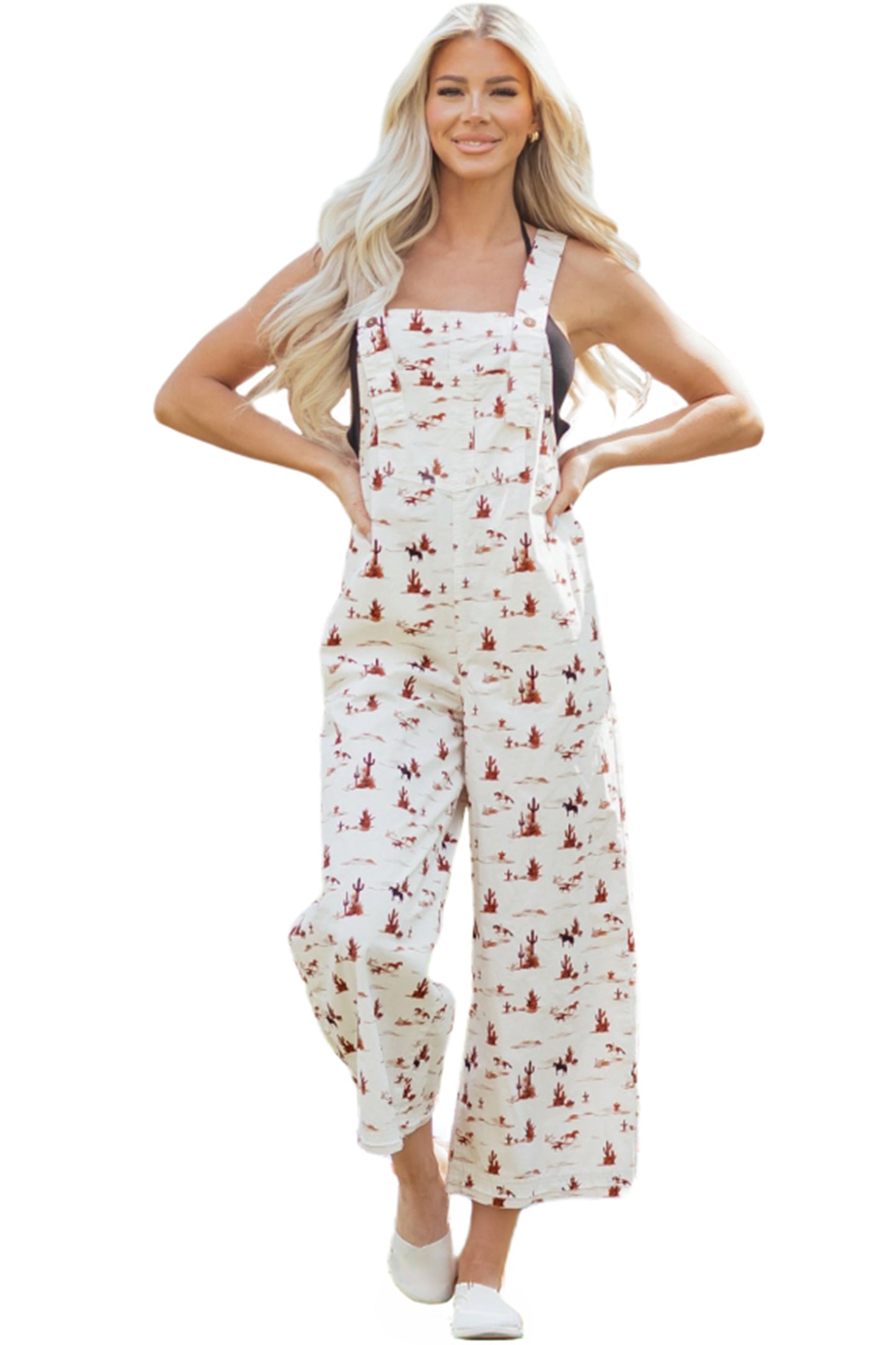 Free Rein Western Printed Jumpsuit – Relaxed Fit Cotton Dungarees