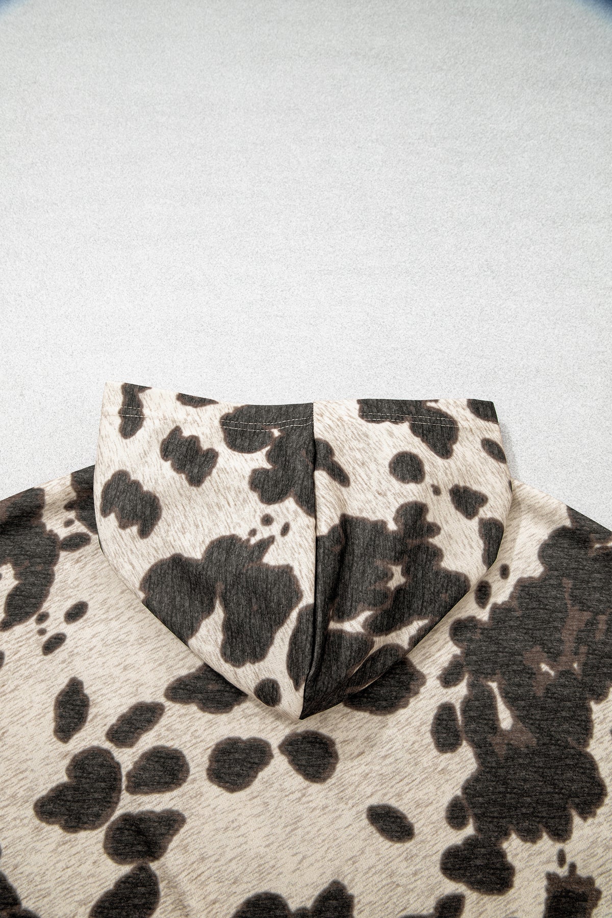Western Cow Print Pocket Hoodie | S–XL